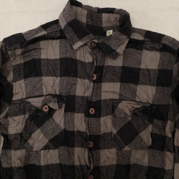 Counter Intelligence Buffalo Check Flannel Button Shirt Mens Size S Gray Black - Picture 1 of 10